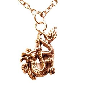 Large Chinese fire breathing dragon necklace 596